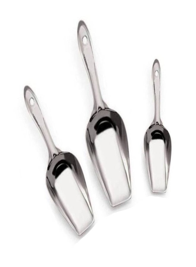 Pass passStainless Steel Atta Scoop and Daal Spoon Multipurpose Kitchen Serving and Measuring Spoon Set Pack of 3 - Image 1